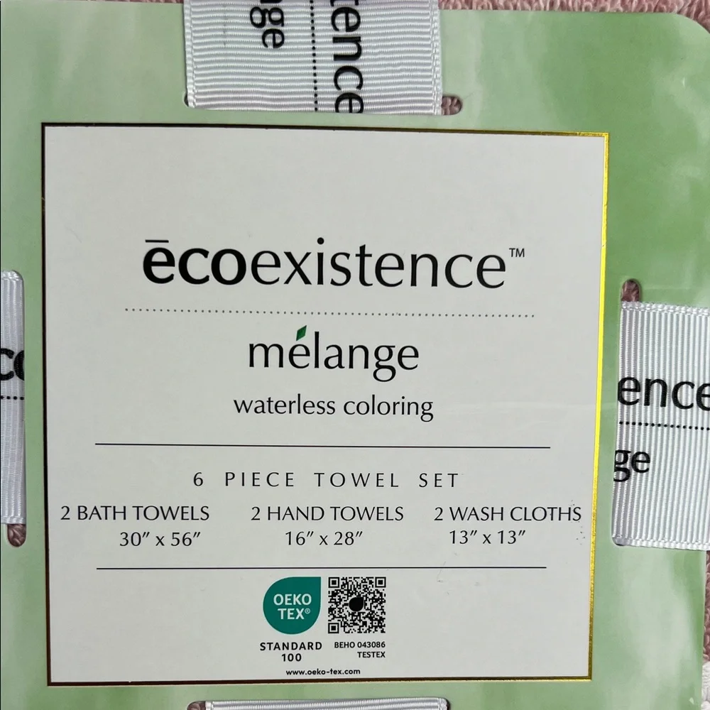 Ecoexistence Mélange Towel Set Pink White Soft Cotton Absorbent Set of 6 NEW